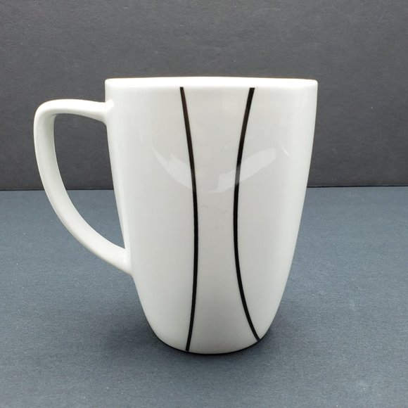 Corelle Coordinates Simple Lines Porcelain Mugs White Mugs Black Lines Circles - Picture 4 of 10